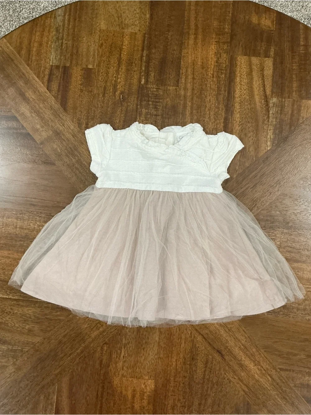 Camilla 3-6 Months White & Tan Tulle Party Dress